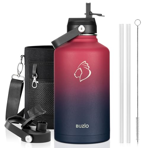 Image of BUZIO 64 oz Insulated Stainless Steel Water Bottle with Dust-proof Lids