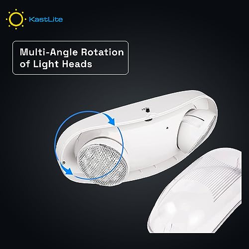 KASTLITE LED Wet Rated Emergency Lights - Commercial Emergency Lights for Power Outages - Adjustable 2-Head Flood Lamps - Fire Resistant - Backup Battery (90 min) - Wall Mount, Contractor Standard - Image 4