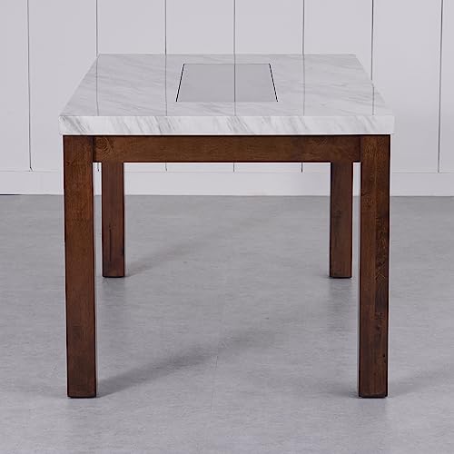 Image of Home Centre | Harmony | Faux Marble Top | 6 Seater Tables | White | 1 Year Warranty