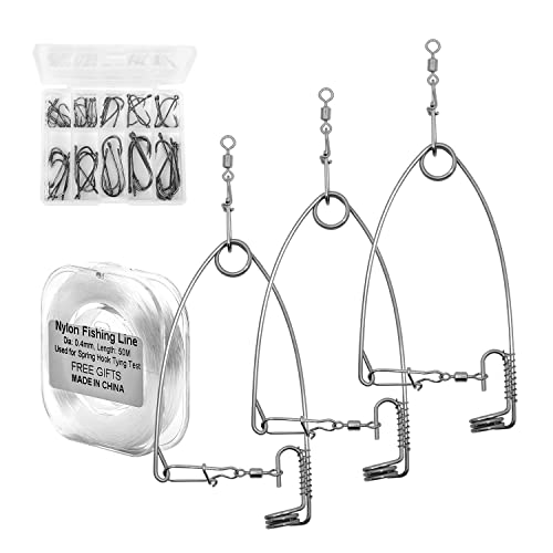 SAMSFX Fishing Spring Hook Emergency Kit 3PCS, Including 50M Test Line and 50PCS Baitholder Hooks of 3#-12#
