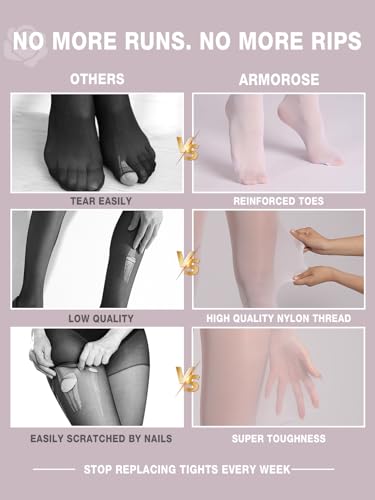 Image of Indestructible Tights for Women, Rip Resistant Durability T-Crotch Pantyhose Semi Sheer High Waist Stockings