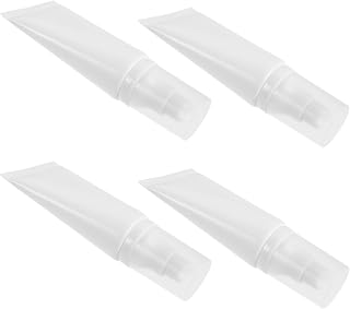Zerodeko 4pcs Travel Size Refillable Makeup Liquid Foundation Container with Pump, 50ml Plastic Cosmetic Vacuum Bottles for Skincare, Duckbill Design Preserves Active Ingredients,
