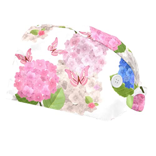 Chapeaux bouffants avec bandeau anti-transpiration hortensia rose pour confort au travail