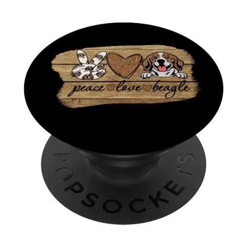 Peace Love Beagle Dog Mama Animal Lover Rescue Cute PopSockets PopGrip Interchangeable