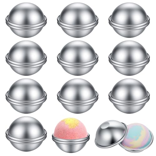12 Pcs Metal Bath Bomb Molds - 5.3cm/2.1 Inch Bath Bomb Mold Making Kit - DIY Spherical Press Soap Kit for Crafting Handmade SPA Bombs Soap Making
