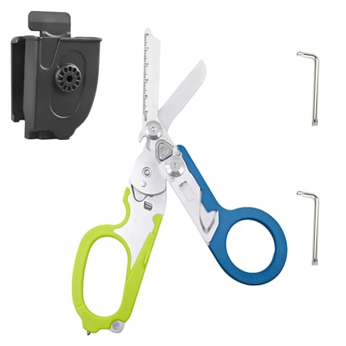 Raptor Response Tijeras de emergencia, tijeras de trauma, multiherramienta con 6 prácticas funciones, alicates de tijeras plegables, alicates tácticos plegables para herramientas de rescate al aire