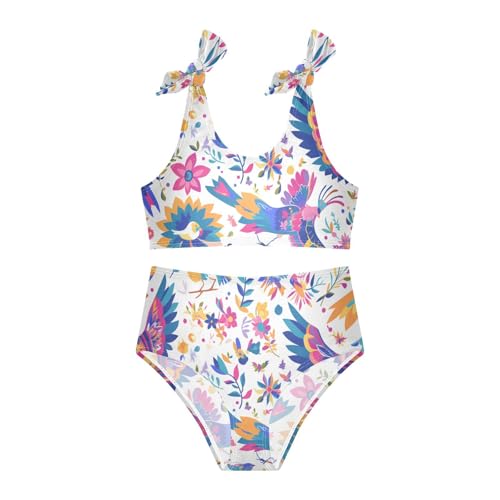 KLL Mexican Otomi Style Girl Two Piece Bikini Sets Scoop Neck Beach Bathing Suit Swimwear3