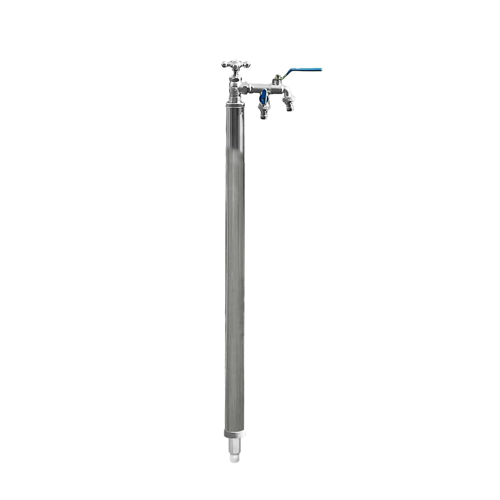 Grifo de jardín al aire libre de acero inoxidable de 47 pulgadas, anticongelante, a prueba de heladas, columna de agua para protección contra el invierno, ideal para jardines y patios