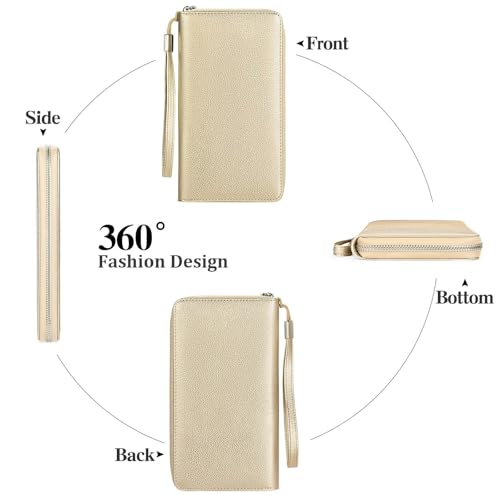 Wallet Womens RFID Blocking Leather Zip Around Wallet Large Capacity Long Purse Credit Card Clutch Wristlet4