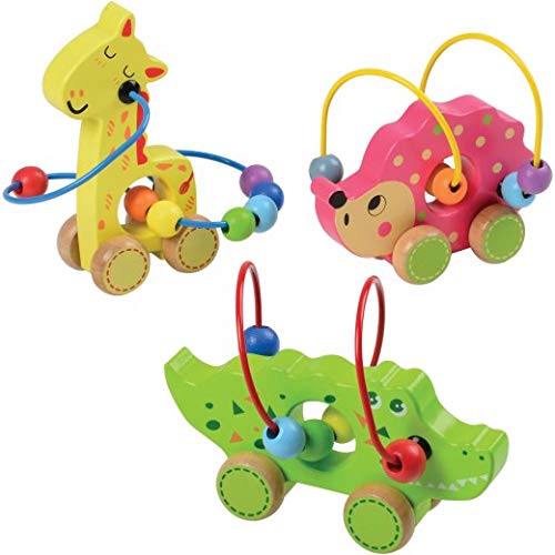 Buy Constructive Playthings Set of Three Wooden Push Along Animal Bead