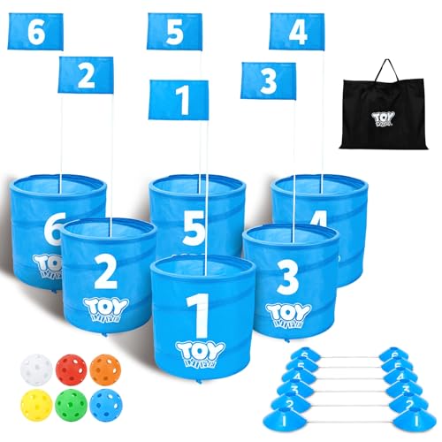 TOY Life Golf Game Set, Backyard Golf Bucket Game for Adults Kids, 6 Holes Golf Course with Balls and Flag, Outdoor Indoor Golf Yard Game with Clubs for Beach, Camping and Lawn