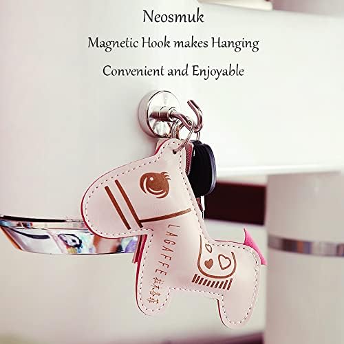Neosmuk Magnetic Hooks, 60lb+ Extra Strong Magnet with Hook for Fridge,Heavy Duty Cruise Hook for Ceiling,Small Magnetic Holder for Van, Tool,Key(White, Pack of 6)