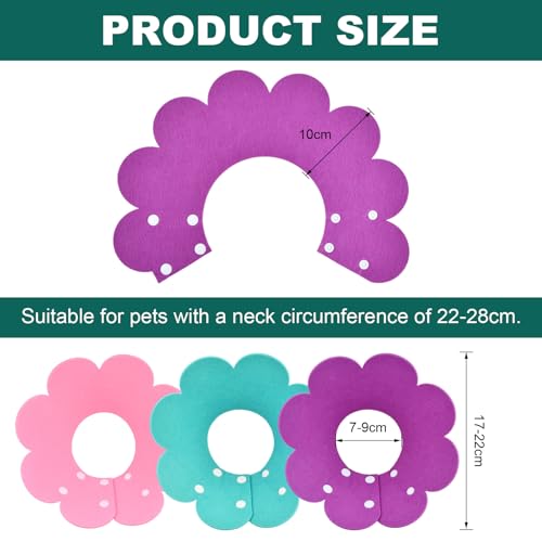 Amexo 3 Stücke Katze Schutzkragen Soft Halskrause Katzen Halsband Anti Biss Halskragen Katze Schützender Kragen für Katzen Welpen M (Rosa, blau, lila, M)