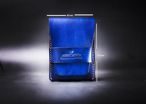 Image of Desert Orchid Fold | Minimalist Leather Fornt Pocket Wallet (Navy Blue)