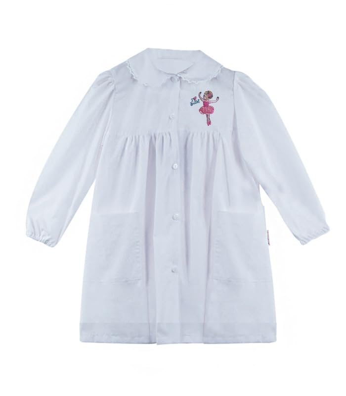 Nazareno Gabrielli Grembiule Asilo Bambina Bianco/Quadretto Rosa Ricamato Moda Egidio