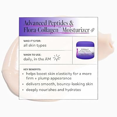 Derma E Advanced Peptides and Vegan Flora-Collagen Night Moisturizer Hydrating Topical Facial Cream Improves Elasticity and Reduces Appearance of Lines and Wrinkles, 2 Oz