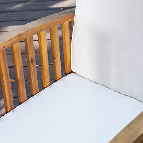 Christopher Knight Home Carolina Outdoor Acacia Sofa Set, 4-Pcs Set, Brown Patina + Cream Cushion - Image 4