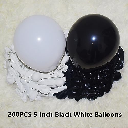 Image of 200 Pcs Black and White Balloons 5 Inch Latex Small Balloon Garland Arch Kit for Baby Shower Birthday Bridal Shower Wedding Anniversary Party Decorations