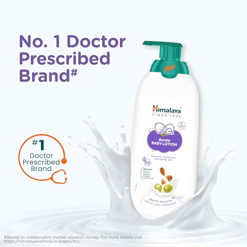 Image of Himalaya Gentle Baby Lotion 700ml | with Almond oil, Olive oil, Country Mallow | No.1 Doctor-Prescribed Brand |pH 5.5 formulation | Nourishes and moisturizes your baby's skin | Safe for Newborns