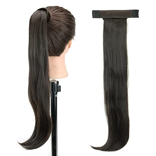 Miniatura 7 de IMISSU Novelly Design - Extensión de pelo largo ondulado con cola de caballo con diadema flexible (marrón claro)