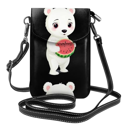 Petit ours blanc sac pochette téléphone portable cuir femme pour randonnée légère