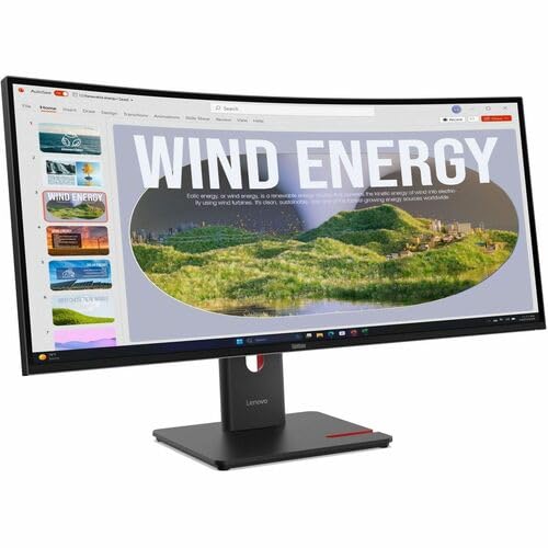 Image of Lenovo ThinkVision T34WD-40 34 inch Class UW-QHD Curved Screen LED Monitor - 21:9 - Eclipse Black - 34 inch Viewable - Vertical Alignment (VA) - WLED Backlight - 3440 x 1440-16.7 Million Colors - 300 Nit -