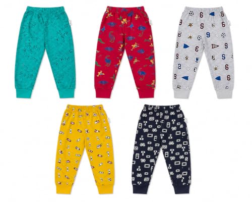 Image of NammaBaby Baby Boys Regular Fit Mid Rise Cotton Printed Track Pants Trackpants (Assorted Prints)