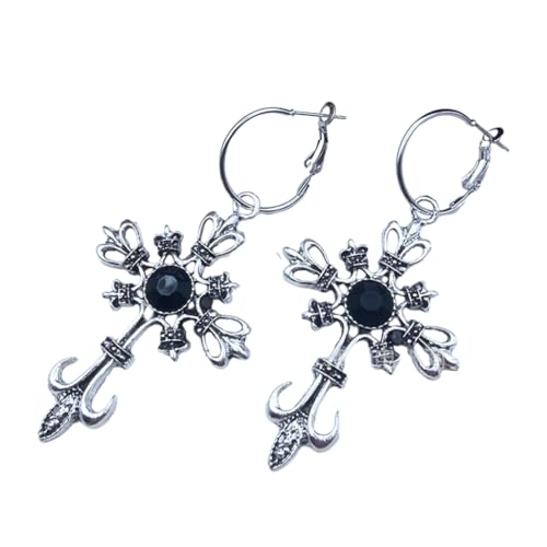 Boucles d'oreilles gothiques punk ornées de cristal goutte à goutte pour une allure raffinée