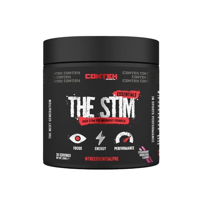 Conteh Sports The Stim Pre-Workout 255g - High-Stimulant Daily Driver for Energy, Focus, and Endurance Strawberry Bubblegum