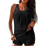 メンズ ラッシュガード 3点セット レディース 5点セット カップル 水着 長袖 uv パーカー レギンス ハーフパンツ 上下セット シュノーケリング ダイビング ジッパー 水着 体型カバー 日焼け止め M L 2L 3L Caqnni 水着 レディース 体型カバー 大きいサイズ ビキニ タンキニ ショートパンツ タンクトップ 花柄 ママ水着 2点セット おしゃれ セクシー 海水浴 フィットネス 着痩せ 大人 女性用 上下セット シンプル カバーアップ かわいい スイミング（2XL/黒）