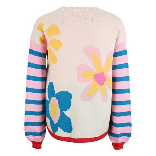 Sweaters for Women Floral Pullover Crew Neck Long Sleeve Trendy Fall Tops - image 5