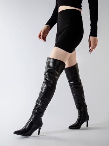 Shoe'N Tale Thigh High Boots for Women Over The Knee Stiletto Heel Pointed Toe Long Sexy Boots4
