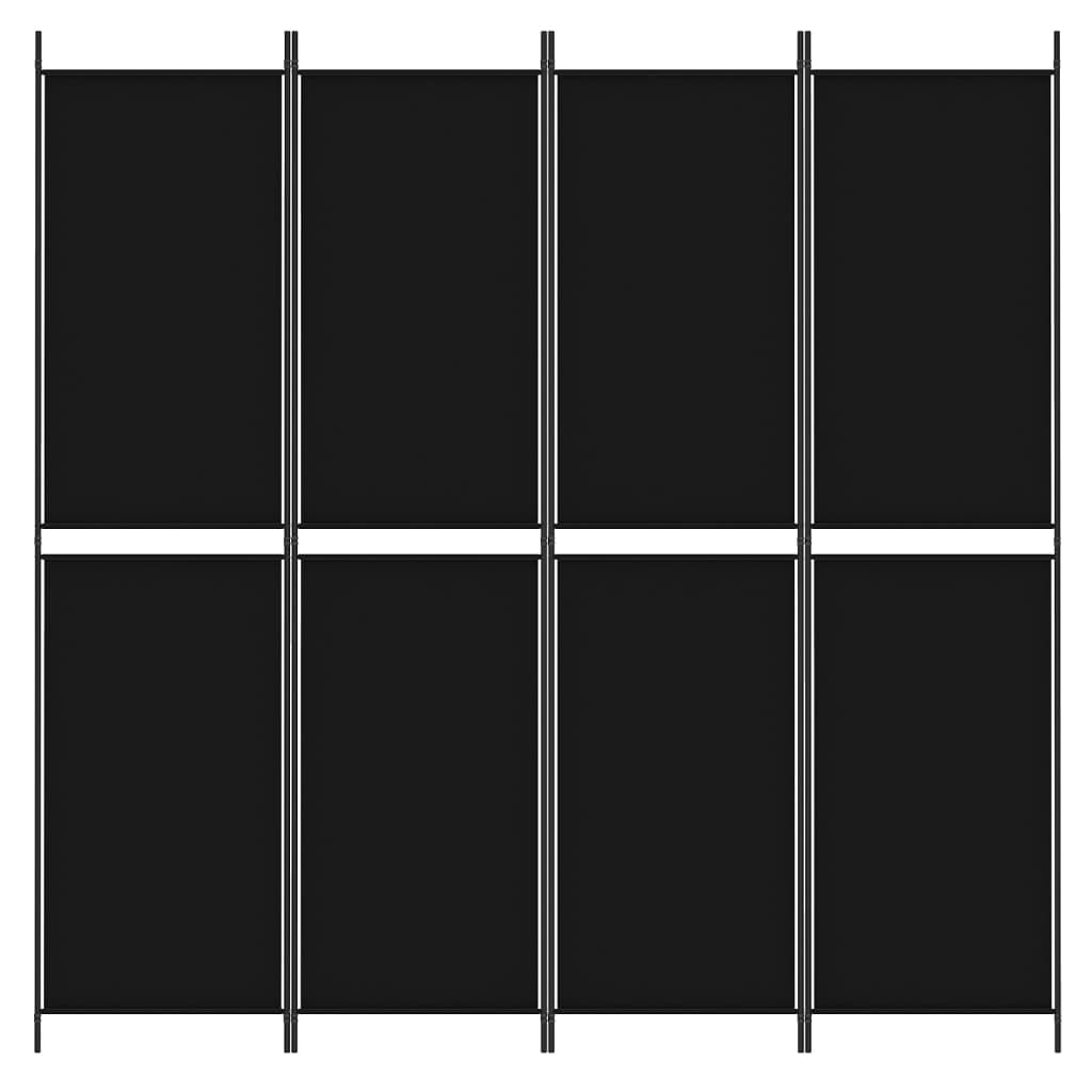 Generisch 4-TLG. Paravent Schwarz 200x200 cm Stoff,Möbel,Raumteiler-350233