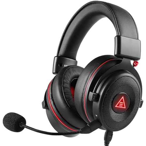 Image of EKSA E900 Pro Gaming Wired Over Ear Headphones with Virtual 7.1 Surround Sound, Noise Cancelling with Mic & Led, Compatible with PC, PS4, PS5, Xbox One (RED and Black)