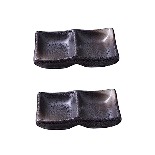 BRIGHTFUFU 2pcs Ceramic Sauce Dishes Square Shape Versatile Seasoning Bowls for Oil Sugar Vinegar Fruits Nuts Candies Easy to Clean for Home Restaurant School Picnic