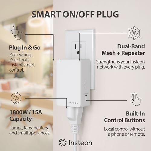 Insteon Smart On/Off Plug-in Module, 1800W Indoor Smart Outlet - 2635-222 - Image 3