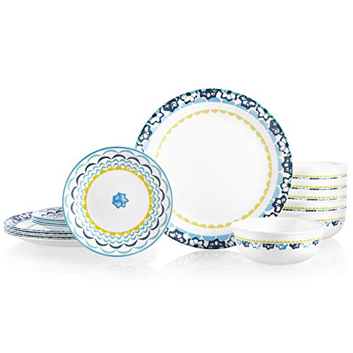 Holiday Deals 🛒 Corelle Chip Resistant Dinnerware Set, 18-Piece, Boho Daydream Up To 40% OFF Corelle Chip Resistant Dinnerware Set, 18-Piece, Boho Daydream