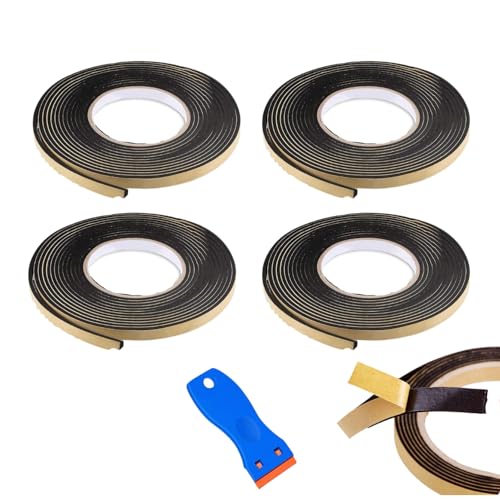 Generisch Juego de 4 bandas de sellado de cocina, 200 cm x 1 cm, color negro, silicona, resistente al agua, para cocina, horno, parrilla