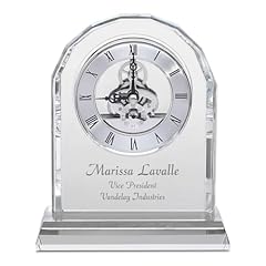 Executive Gift Shoppe Laser Engraved Solid Crystal Personalized Quartz Clock with Arched Top | Executive Gift Shoppe Laser Engraved Solid Crystal Personalized Quartz Clock with Arched Top | item