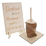 Baluue Libro de Visitas Boda Madera Forma de Corazón, Adorno Decorativo Boho, Alternativa Personalizada para Firmas, Decoración Elegante para Eventos y Detalles de Invitados