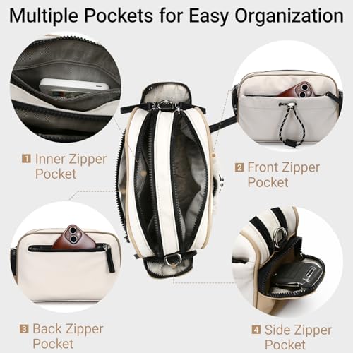 Herald Lightweight Nylon Crossbody Bag for Women, Small Camera Square Shoulder Purse Handbag with Multi-Pockets4