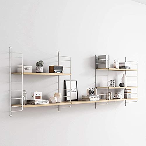 HJW Praktische opbergrek dubbellaags drijvende plank wandsteun, metalen hout opknoping opbergrek voor fotolijst boek plantenpot woonkamer slaapkamer badkamer keuken 1Huiyang-01020, wit - Image 6