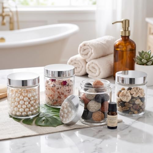 Image of Norme 36 Pcs 4 oz Glass Jars with Lids Cosmetic Jars, Silver, Clear