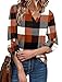 WIHOLL Fall Tops for Women 2025 Fashion Casual Blouses Ladies Basic Cuffed 3/4 Long Sleeve Shirts V Neck Work Blouses Business Casual Outfits Office Wear Organ 2XL
