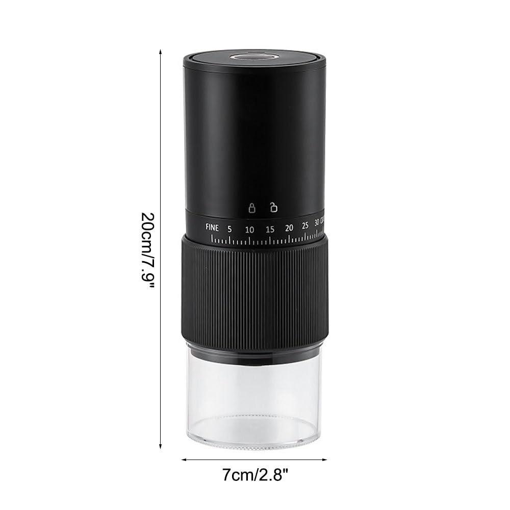 Molinillo de café eléctrico, molino de granos espresso, 30 ajustes de molienda, trituradora automática de café inalámbrica, pantalla LED, capacidad de 25 g, para casa, oficina, viajes