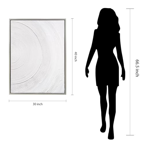 Empire Art Direct Serene Circles Heavily Textured Hand Painted White Framed Canvas Wall Art, Ready to Hang, Living Room, Bedroom & Office, 30"x40"x1.5" by Empire Art Direct - Image 8