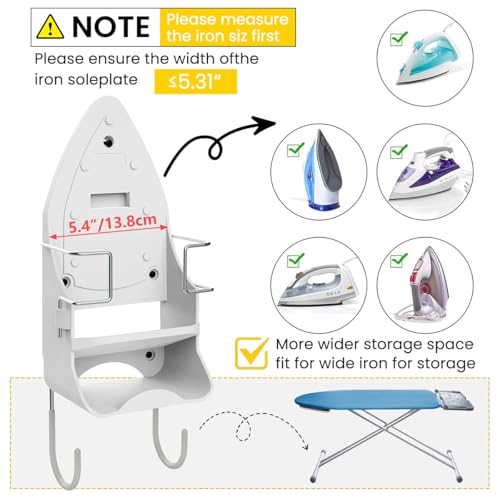Image of HASTHIP Wall Mount Iron Board Hanger Electric Holder Storage Organizer with Removable Hooks for Household Bathroom Laundry Room 3 PCS