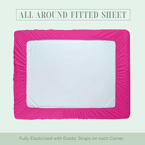 Elegant Comfort Luxurious 1500 Premium Hotel Quality Microfiber 4-Piece Sheet Set, 18-24 Inches Deep - Extra Deep Pocket Sheets - Ultra Soft 4PC Deep Pocket Sheets, Queen, Hot Pink