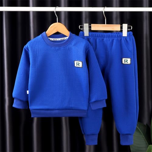 Toddler Kids Boys Girls 2-Piece Outfits Fleece Rib-Knit Sweatshirt Jogger Set Solid Soft Sweater Sweatpants Fall Winter2