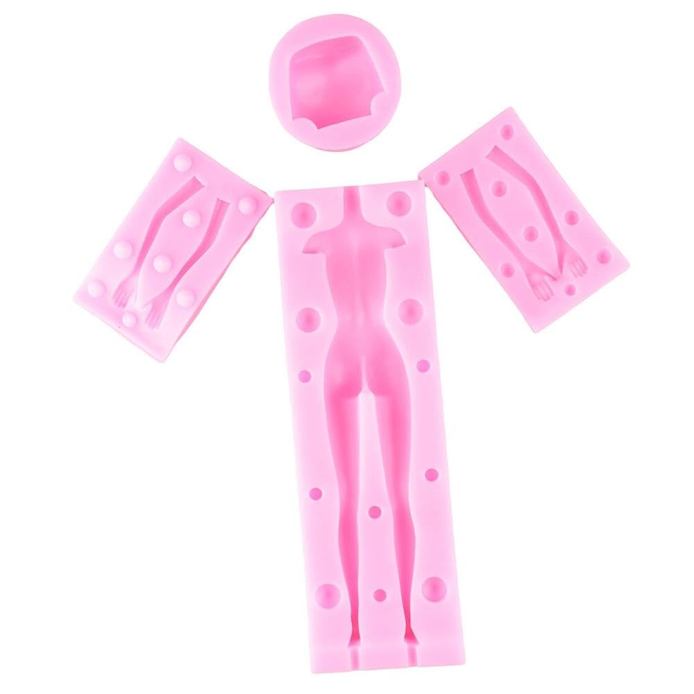 Uniquer 5Pcs 3D Woman Body Shape Clay Molds,Female Doll Silicone Molds Kit, Full Body Molds for Polymer Clay Crafting Fondant Cake Decorating